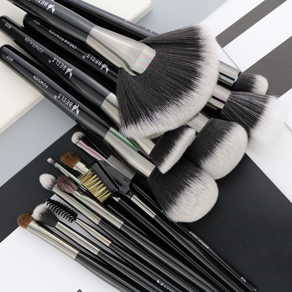 Women's Luxury Black Professional Makeup Brush Set 15 Pcs
